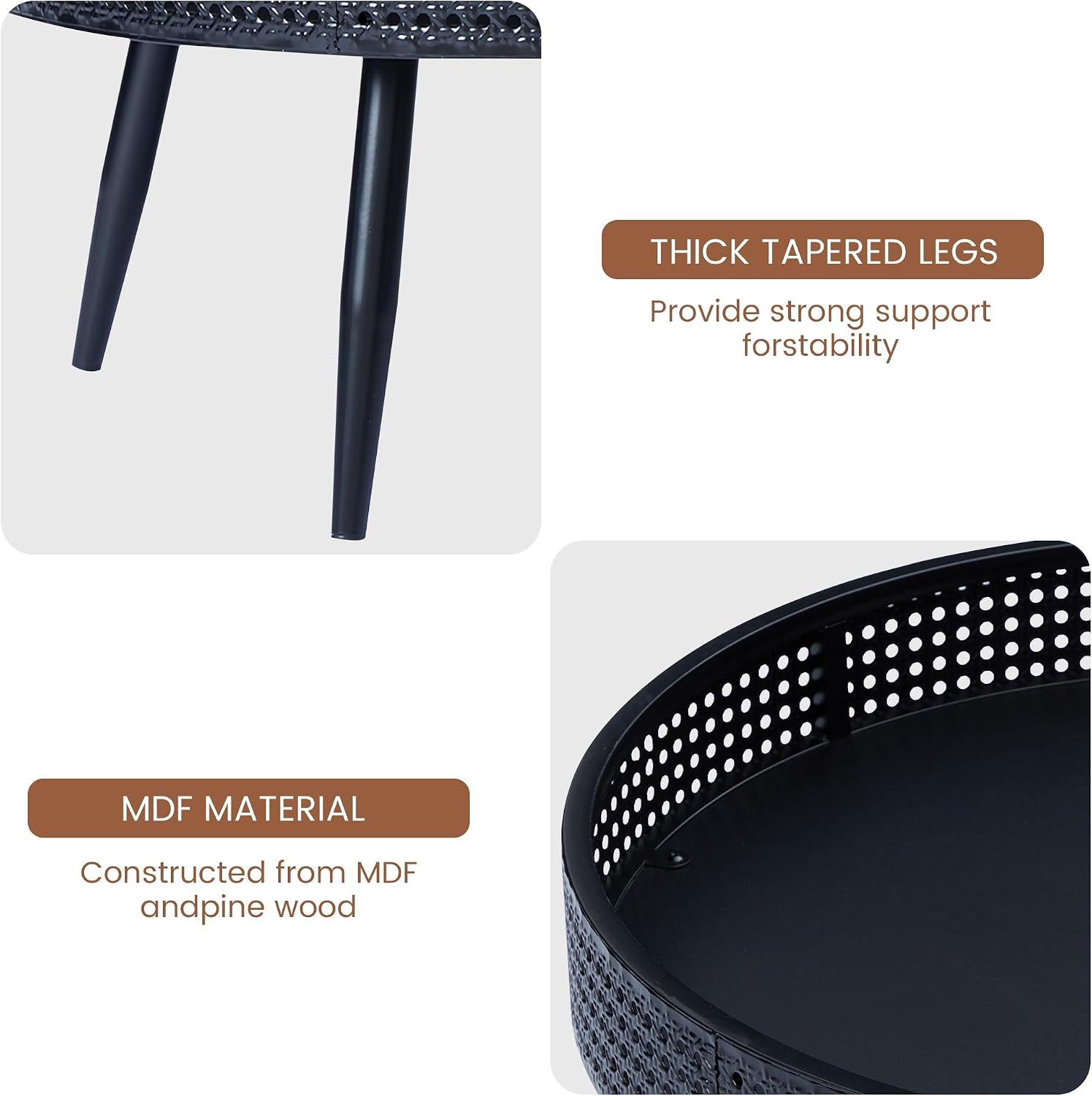 Bifins Black Round Nesting Coffee Table with Hidden Storage Set of 2, Modern Circle Coffee and End Table Set for Living Room Balcony (Black Set of 2)