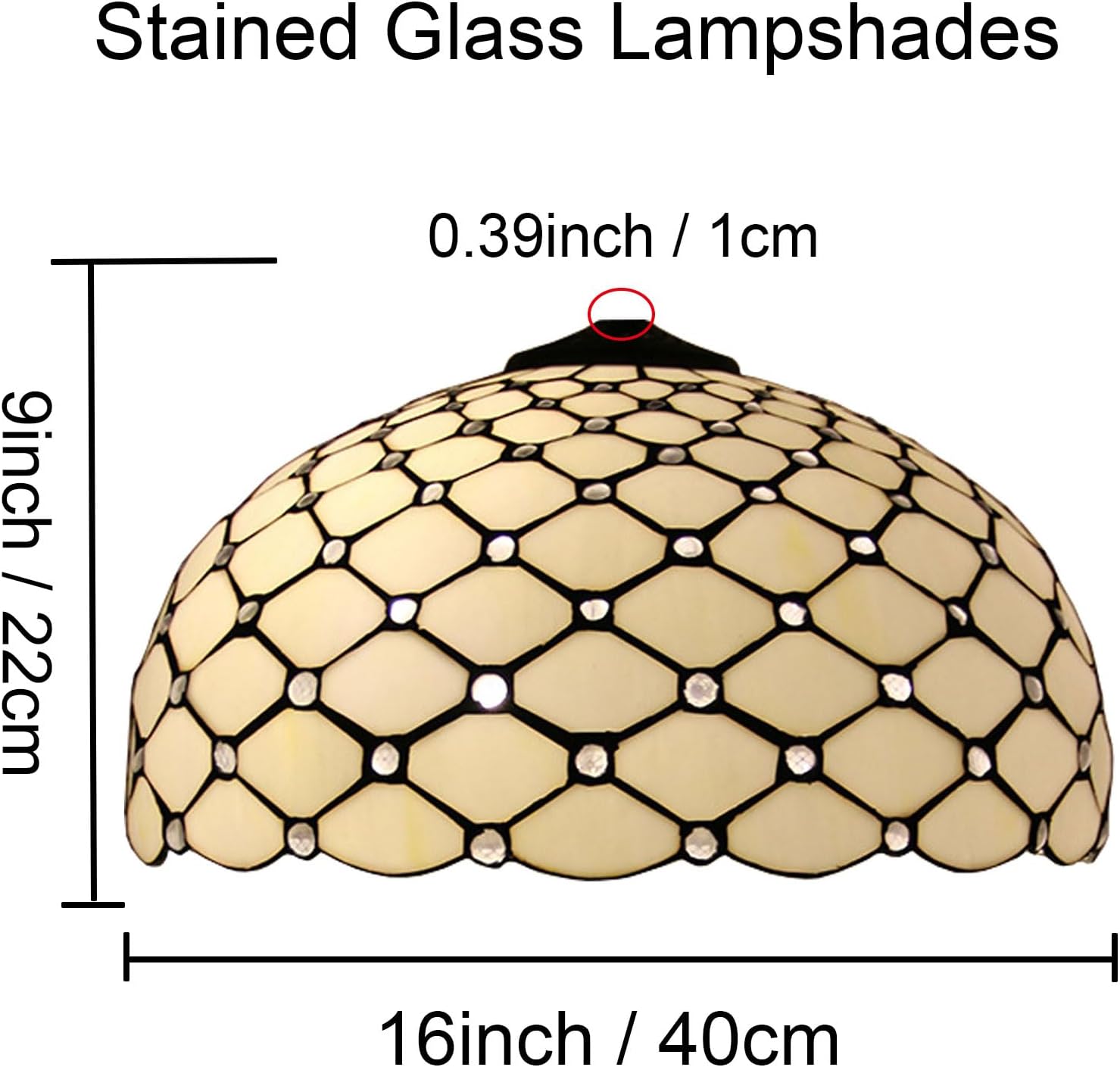 Tiffany Style Cream Amber Stained Glass Bead Lamp Shade Replacement Only 16X9 Inch Lampshades Only with Cap Fit for Bedside Reading Lamp Study Light Kitchen Lamp Dining Room Lamp Floor Lamp