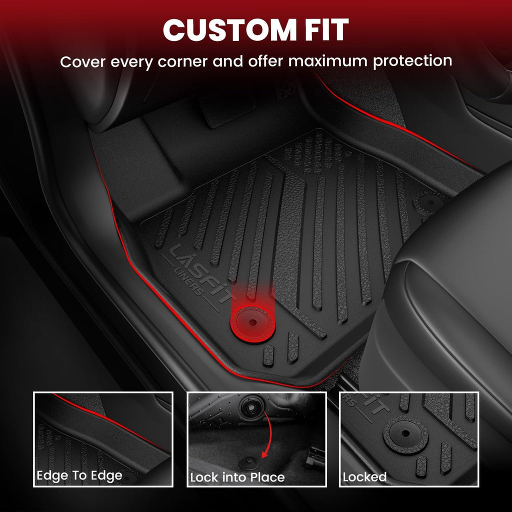 LASFIT Floor Mats and Cargo Liner for 2012-2018 Ford Focus Hatchback Gasoline(No Subwoofer) Focus RS 2016 2017 2018 All Weather Custom Fit TPE Car Floor Liner, Combo Set