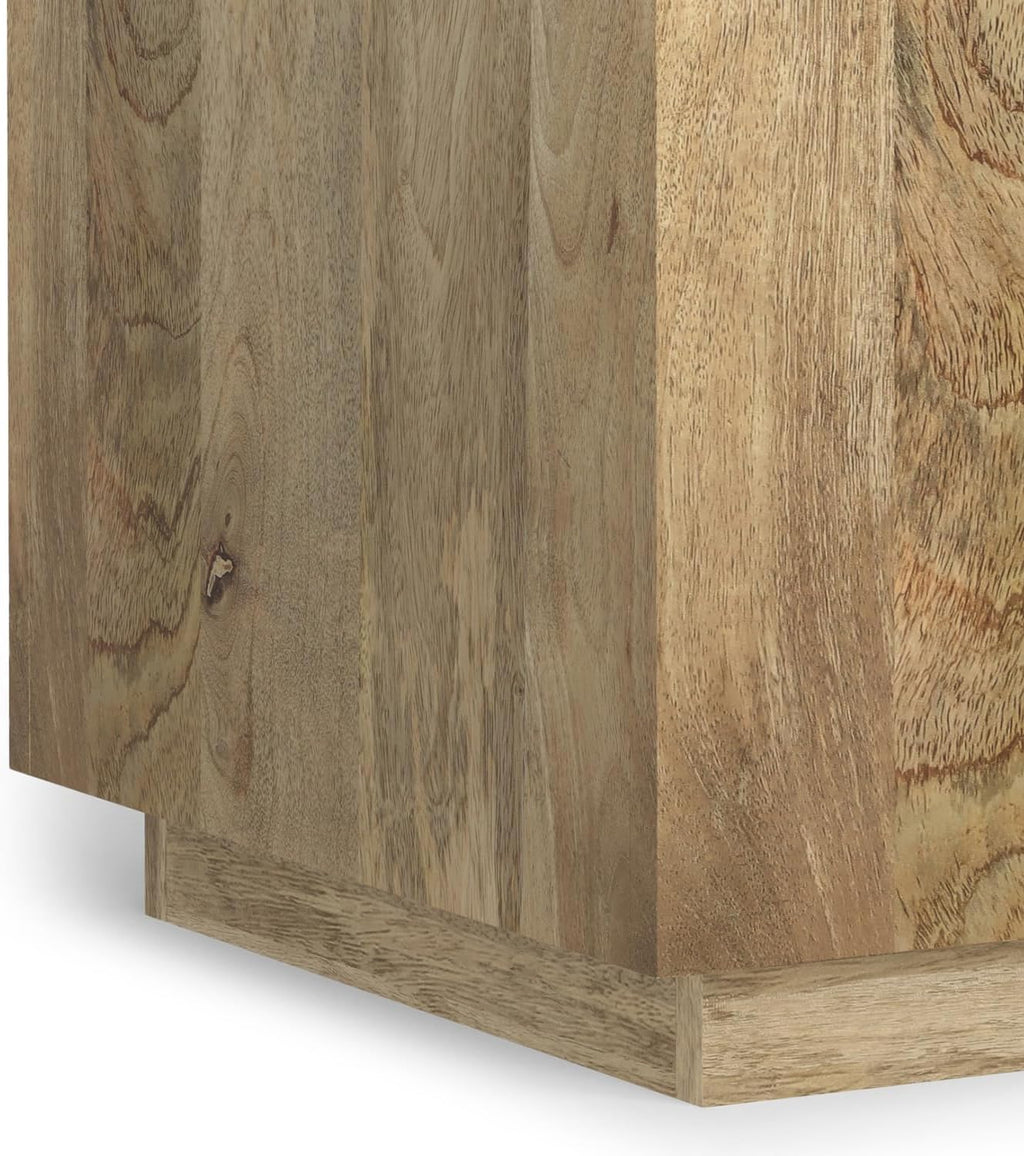 SIMPLIHOME Lockhart End Table - 20 inch Wide Solid Mango Wood Square Accent Table with Streamlined Silhouette in Natural, Contemporary Nightstand or Lamp Stand for Living Room or Bedroom, Assembled
