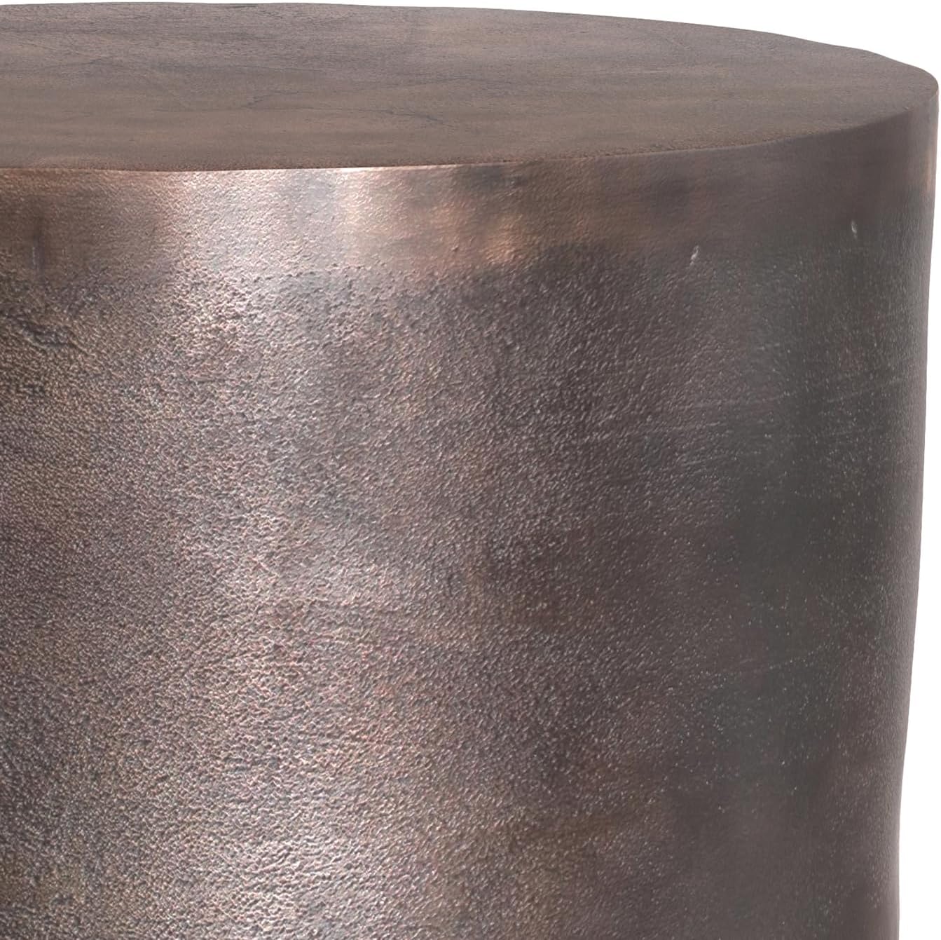 SIMPLIHOME Morris Metal Table - 17 inch Wide Cast Aluminum Round Accent Table in Antique Copper, Industrial Side or End Table for Living Room, Bedroom or Entryway with Handcrafted Finish, Assembled