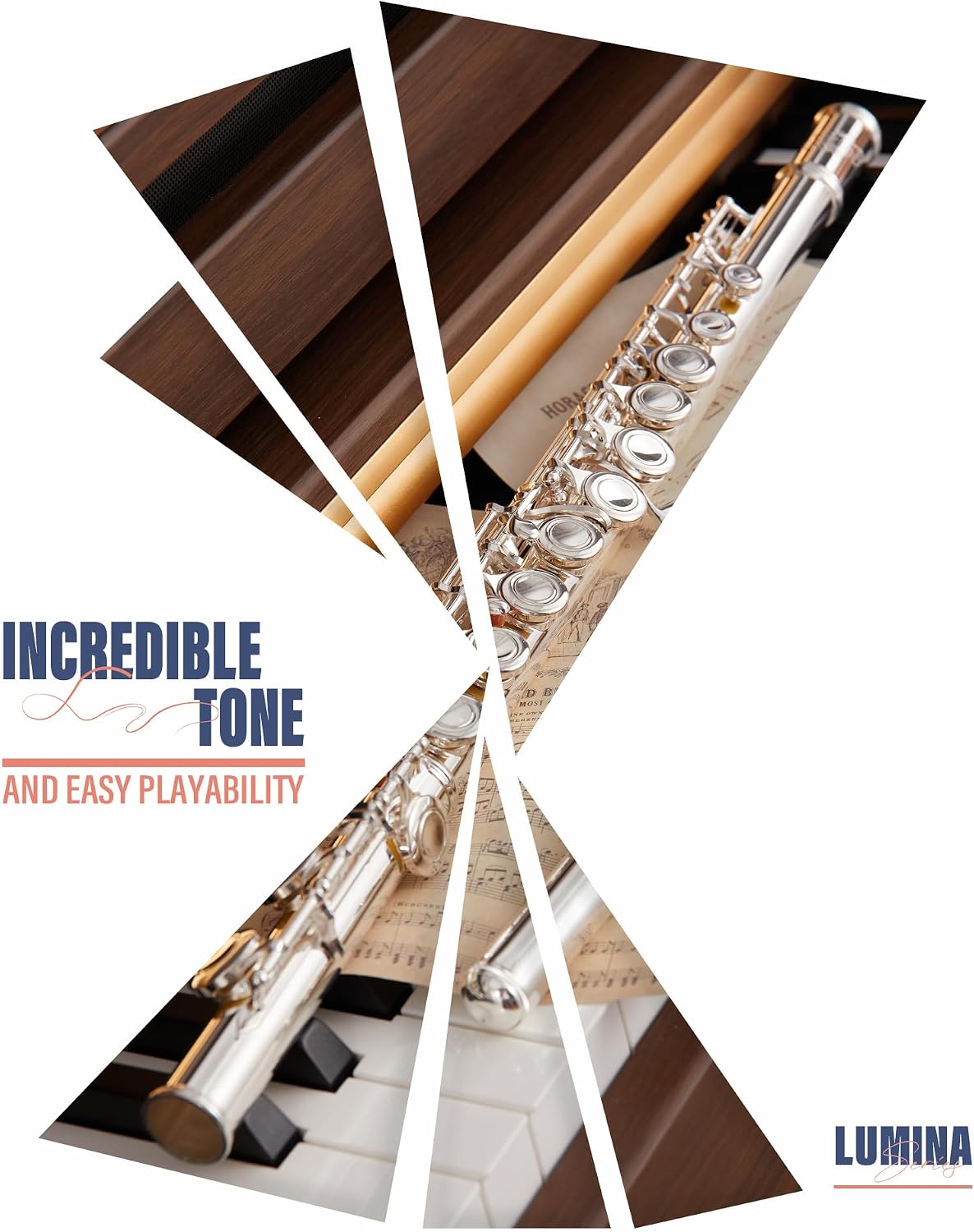 AKLOT Closed-Hole Concert C Flute: Flute Instrument with 16 Keys, Offset G, Smooth Silver-Plated Keys, Air-Tight Pads, Include Stylish Leather Hard Case, Cleaning Kit, Stand, Gloves (LUM-MV)