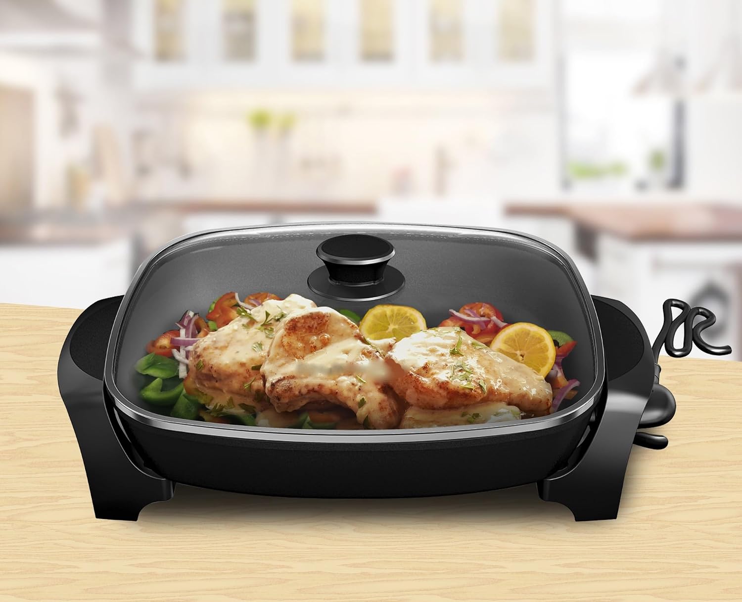 10.5-Quart Jumbo Electric Skillet with Easy-Pour Spout, Black - Versatile Cooking Made Easy