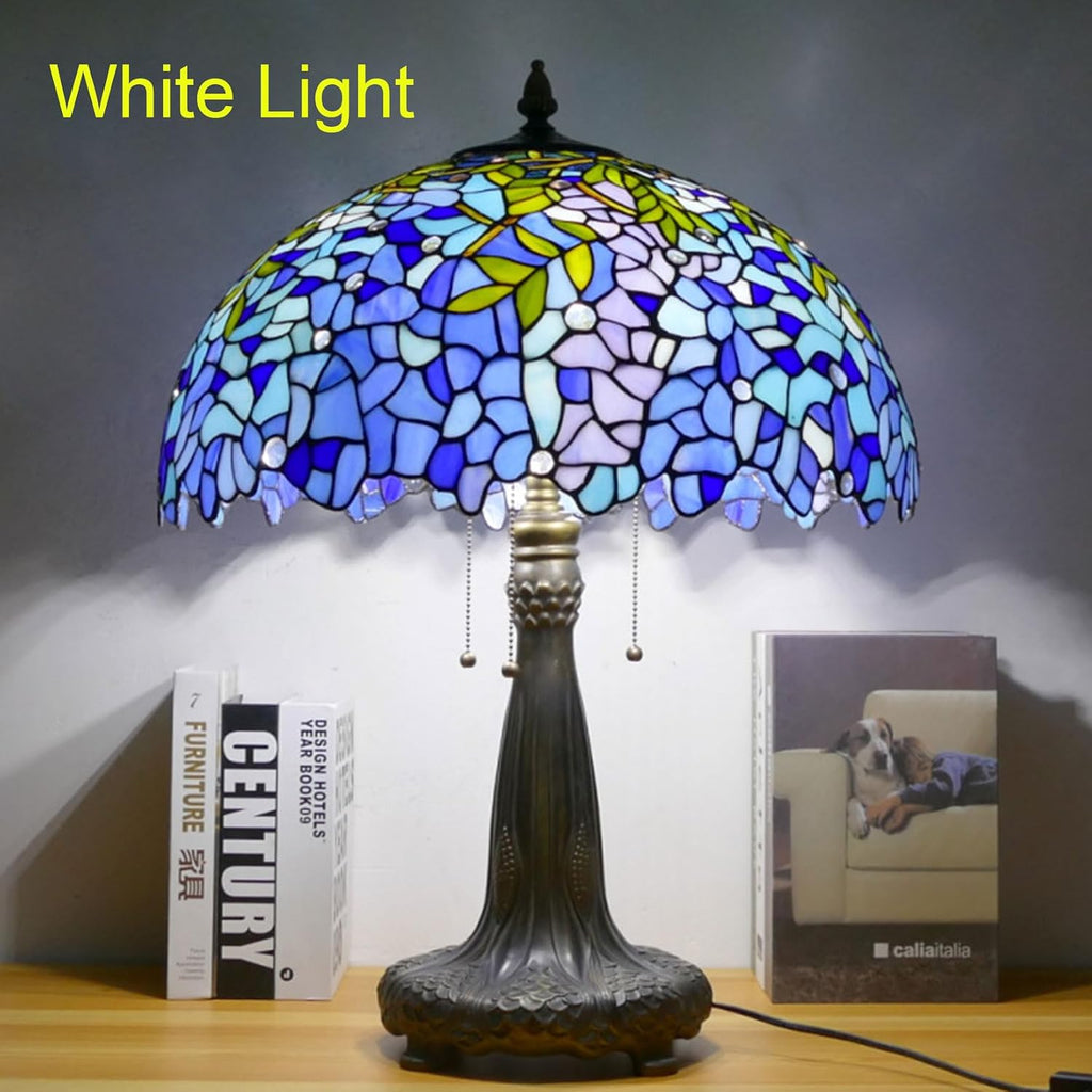 20 Inch Tiffany Stained Glass Single Lampshade Red tulip Blue wisteria Table Lamp Shade Pendant Hanging Light Fixture Floor lamp Replacement only,Wisteria