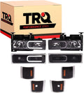 TRQ 8 Piece Front Light Set Lower Marker Lights Parking Lights Upper Reflectors Set LED C Light Bar Driver & Passenger Side Compatible with Chevrolet Tahoe C1500 C2500 C3500 K1500 K2500 K3500 94-99