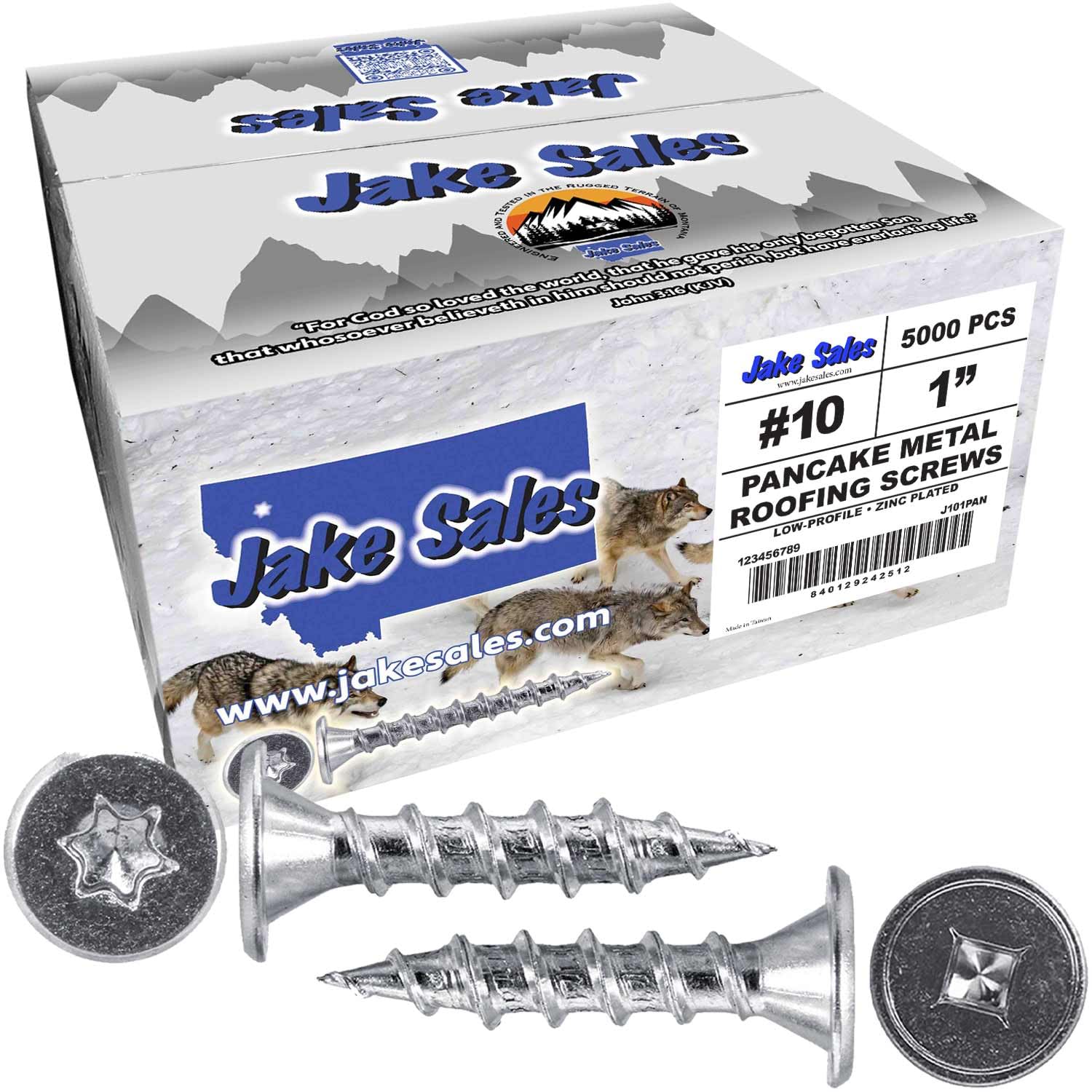 10 x 1 Low Profile Pancake Head Roofing Screws - Wood to Metal - for Standing Seam Roofs - Zinc Plated - 20 X 250 Bags - 5,000 Screws