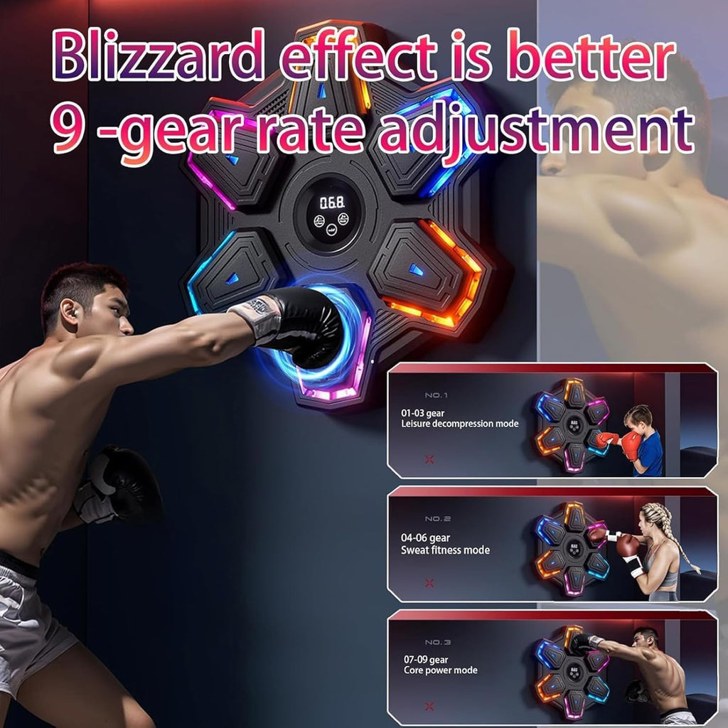 Music Boxing Machine, Smart Music Boxing Machine with 9 Level Speed & Mode Adjustment, Boxing Gloves, Wall Mounted Boxing Machine, Boxing Training Punching for Kids and Adults