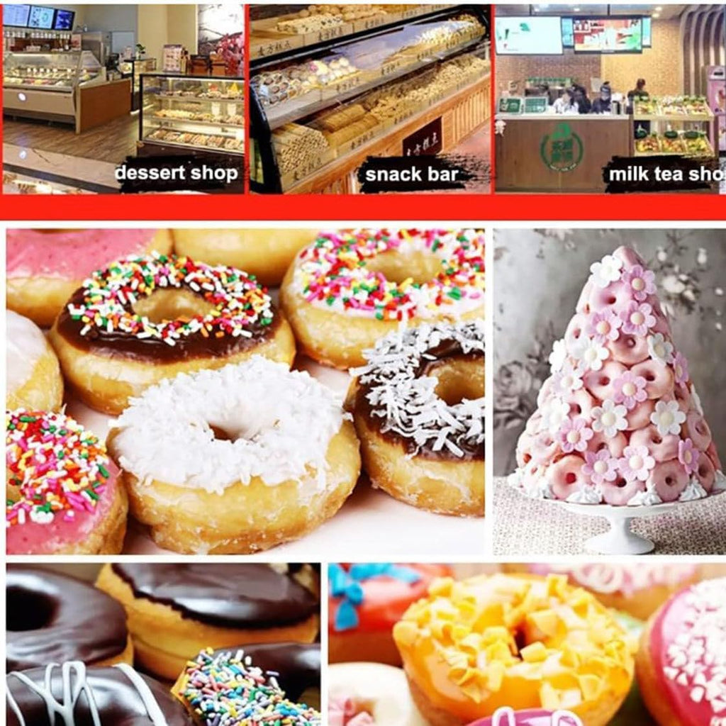 Commercial 2000W Mini Donut Maker - 6 Rows, Digital Auto Flip, Adjustable Thickness, Intelligent Control Panel, Professional Frying Machine for Perfects Donuts