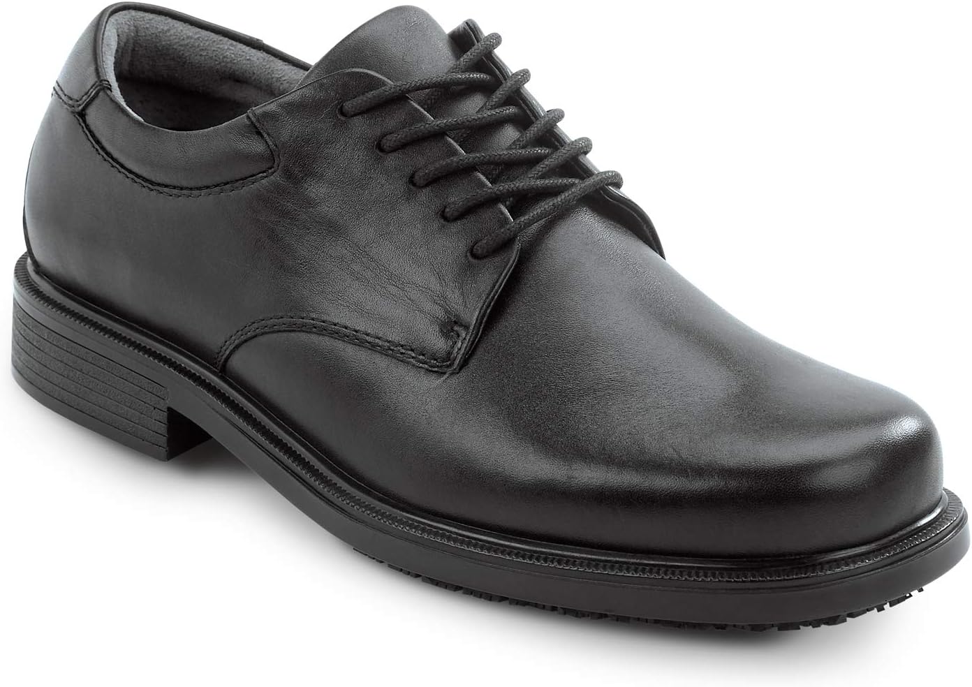 Men's, Huron, Black, Dress Style, MaxTrax Slip Resistant, Soft Toe Work Shoe (12.0 M)