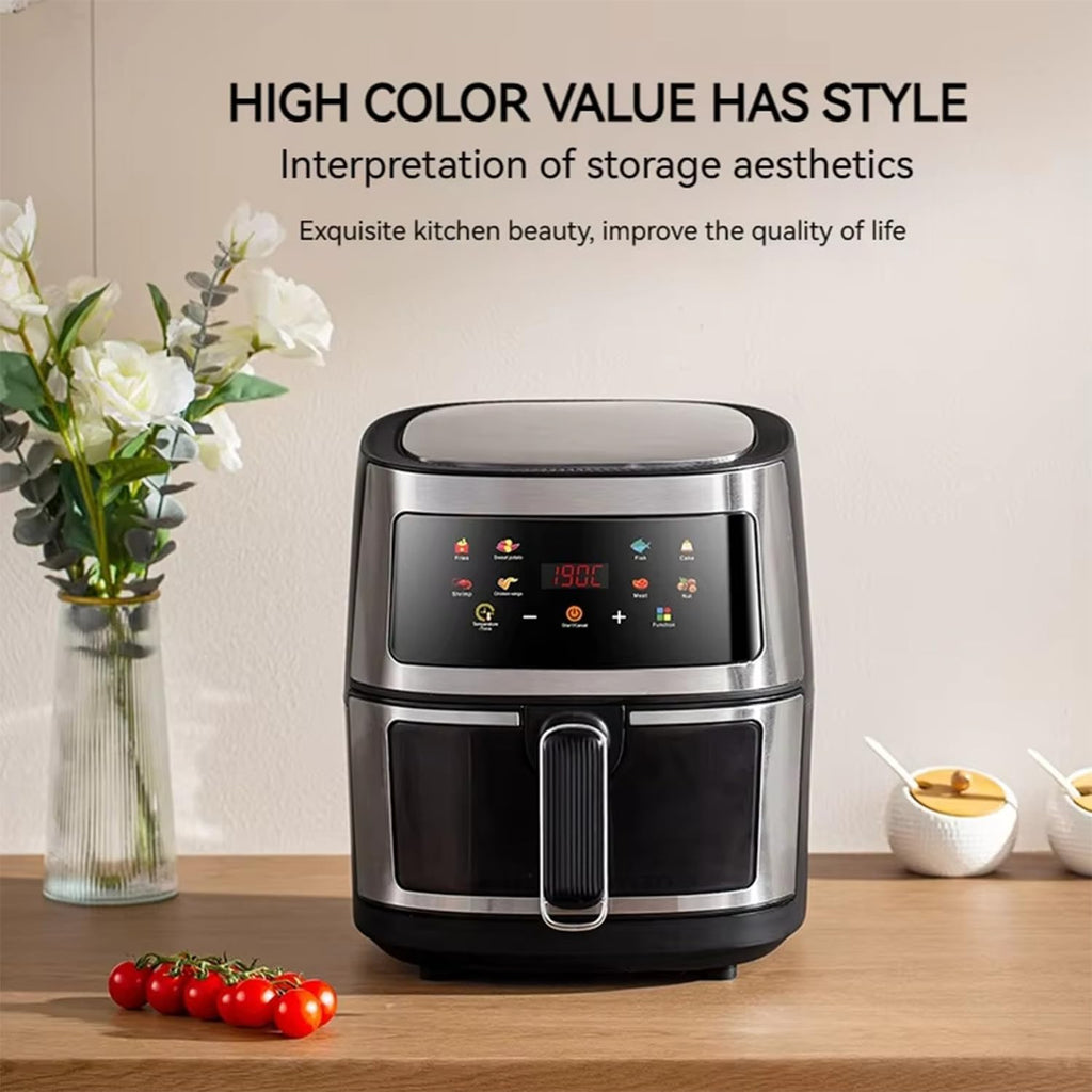 Air Fryer with Viewing Window,Convection Oven Multi-Function Appliance for Frying, Roasting, Baking, Steaming & Dehydrating 1350W Grey