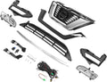 HECASA Front Upper + Lower Grille + Fog Light Kit Compatible with 2017-2020 Nissan Rogue Bumper Radiator Hood Grill Assembly Plastic Chrome&Painted Black+Silvery+Clear Lens