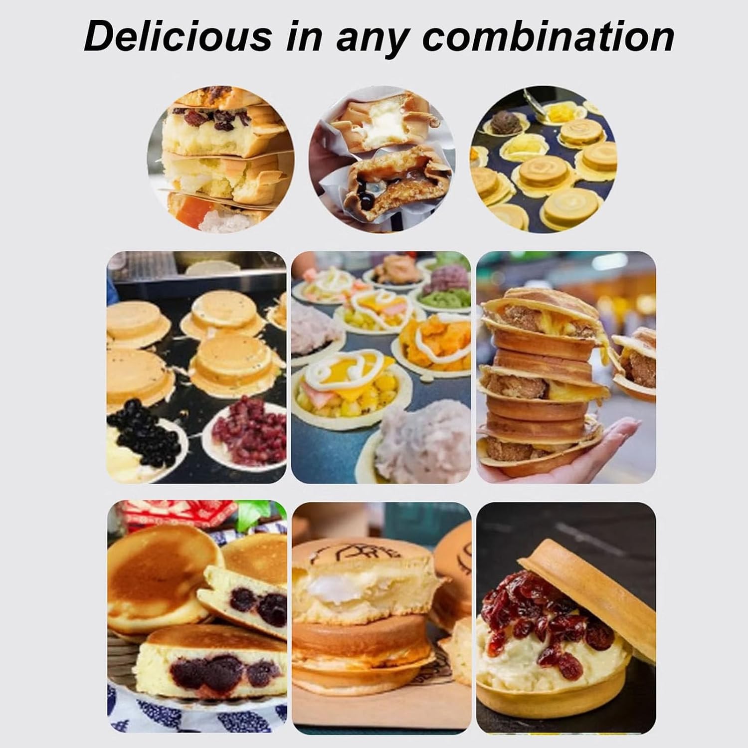 18-Hole Egg Mini Pancake Frying Pan, Egg Burger Machine, Commercial Electric Heating Red Bean Pancake Machine