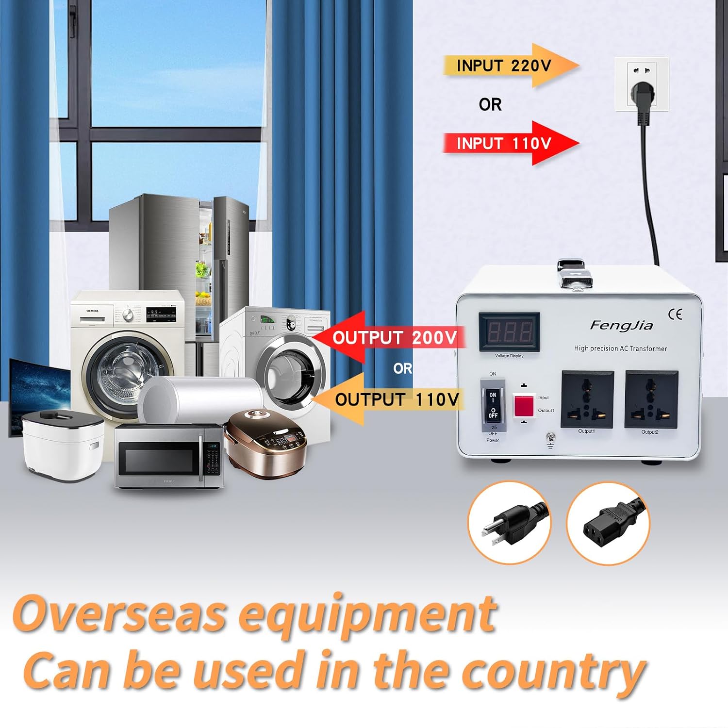 Step Down Voltage Converter 3000 Watts 220V to 110V for US Canada Japan Electrical Appliances Use in Europe and Asia 220-240v Power System Power System, with 2 US Outlets (4000W(220V-110V))