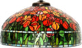 20 Inch Tiffany Lamp Shade Replacement, Only Handmade Stained Glass Lamp Chimney, Red Blue Flower Green Leaves Glass Beads Design, for Table Lamp, Pendant Light, Floor Lamp,Tulip