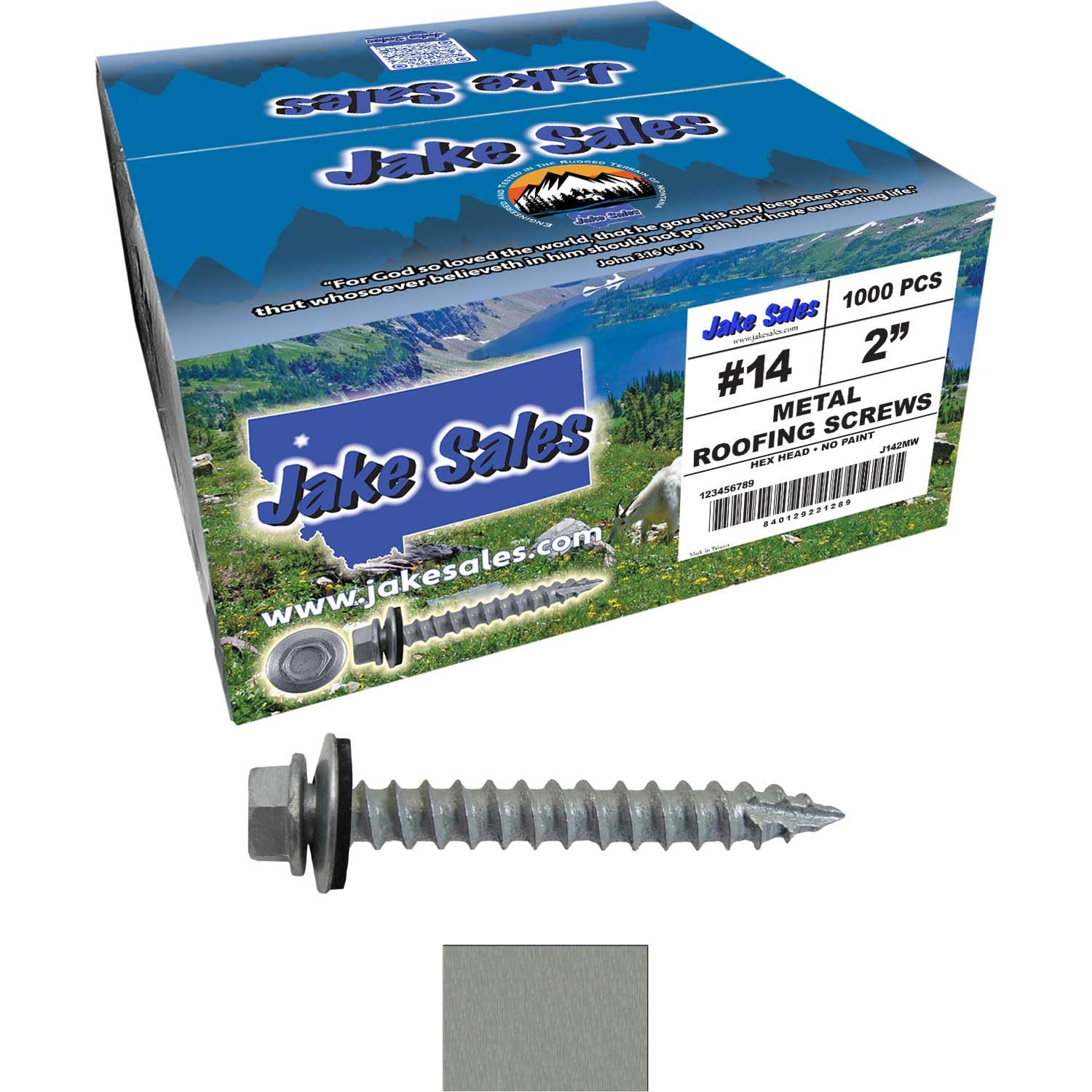 #14 Metal Roofing Screws: (1000) Screws x 2' Galvanized Hex Head Sheet Metal Roof Screw. Self Starting Metal to Wood Sheet Metal Screws with EPDM Washer. for Corrugated Roofing