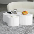 WILLIAMSPACE White Round Coffee Table Set of 3, Modern Circle Wood Coffee Table Set, 3 Peice Nesting Coffee Accent Side Table End Table for Home Office, No Assembly (3 PCS, White)
