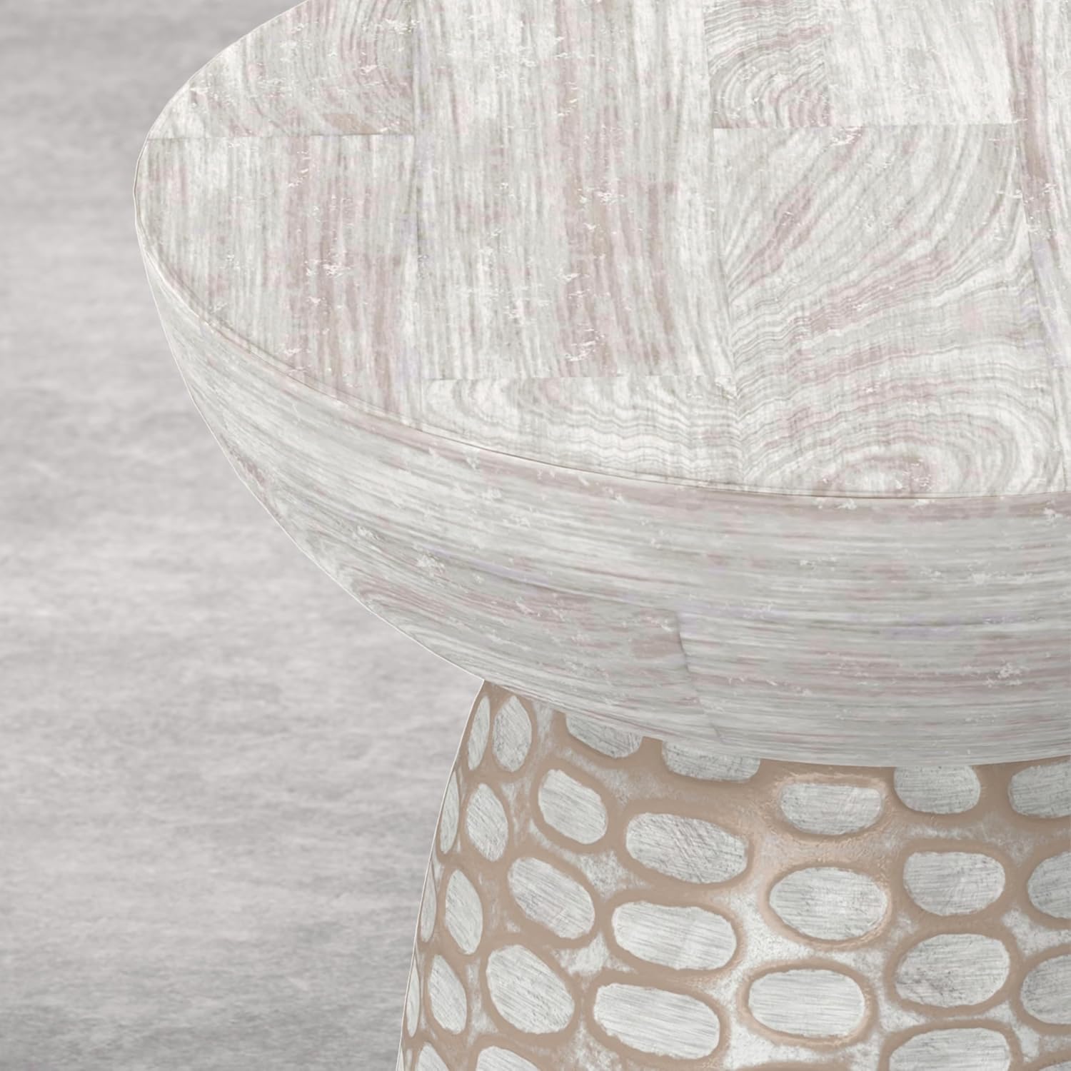 SIMPLIHOME Boyd End Table - 13 inch Wide Solid Mango Wood Round Accent Table in Distressed White, Handcrafted Contemporary Nightstand or Lamp Stand for Living Room, Bedroom, or Office, Assembled