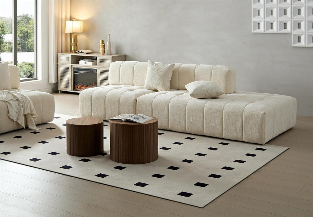 Nesting Coffee Table Set of 2,Modern Round Wooden Coffee Tables with Storage,Luxury Side Table Accent End Table for Small Space Living Room Apartment (19.17')