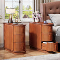 Tribesigns 3-Drawer Wooden End Table, Modern Sofa Side Table, Narrow Chair Side Table Slim Nightstand for Living Room, Bedroom, Finished Back, No Assembly Required, Walnut(Set of 2)