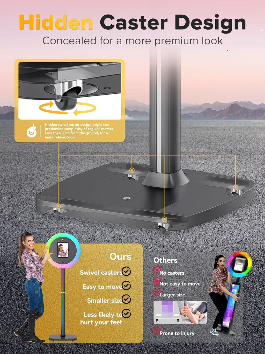 Photo Booth Machine for Weddings & Events - NESON Portable Selfie Machine, Professional RGB Lighting for Guest Interaction, Fits All iPad Pro/Air Models