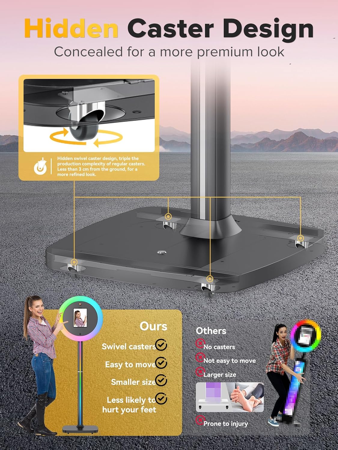 Photo Booth Machine for Weddings & Events - NESON Portable Selfie Machine, Professional RGB Lighting for Guest Interaction, Fits All iPad Pro/Air Models