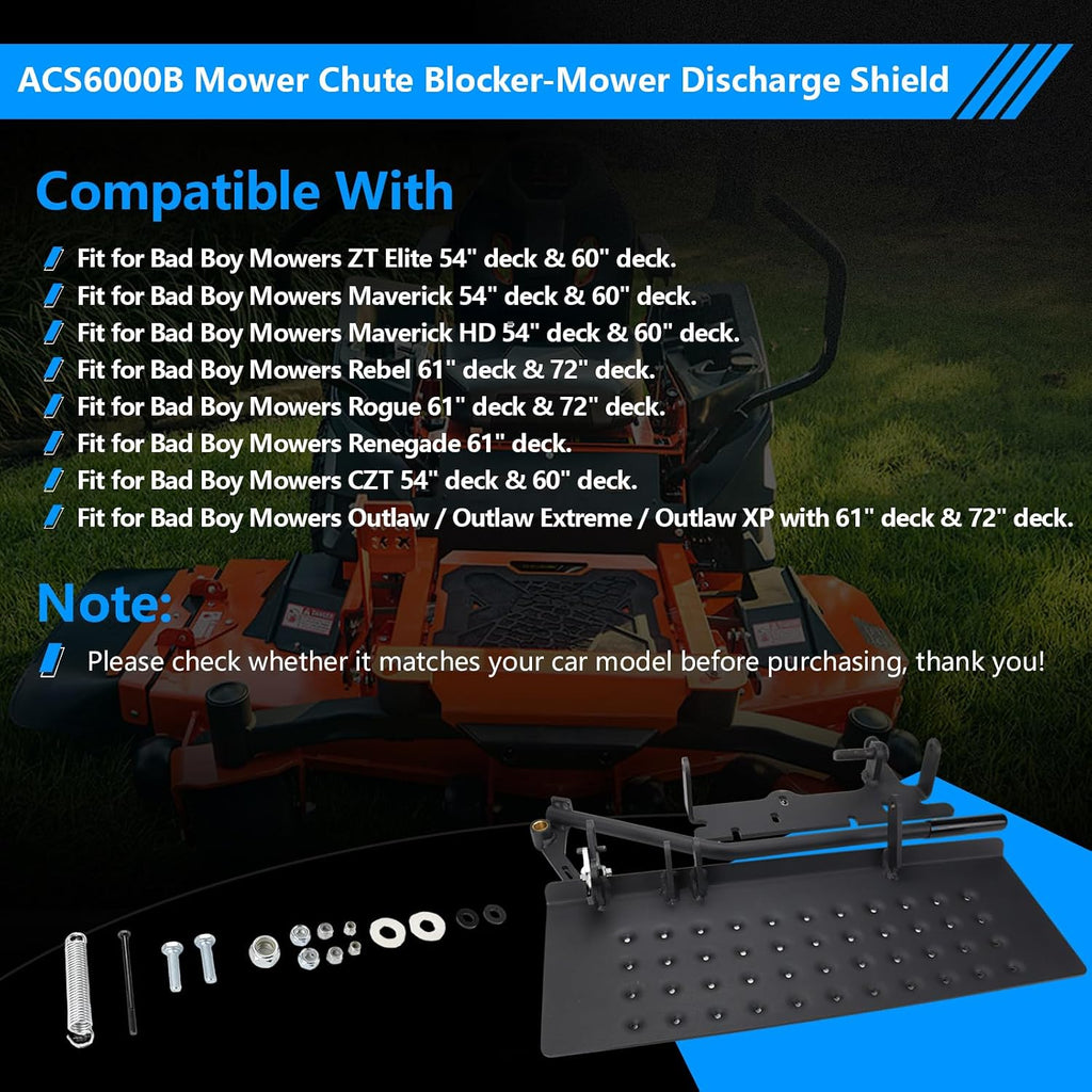 ACS6000B Mower Chute Blocker-Mower Discharge Shield Compatible with Bad Boy Mowers,54' / 60' / 61' / 72', Chute Blocker Replace Part Number 088-6000-00, 088600000