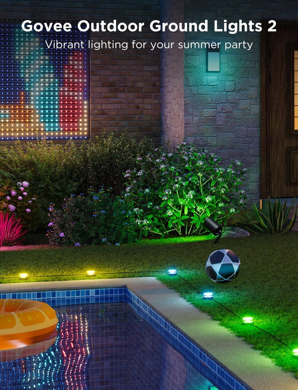 Govee Outdoor Ground Lights 2, 50ft Patio Decorations, 15 Pack RGBIC Pathway Lights with 100LM Warm White, IP67 Waterproof, 63 Scene Modes, Works with Alexa, Google Assistant