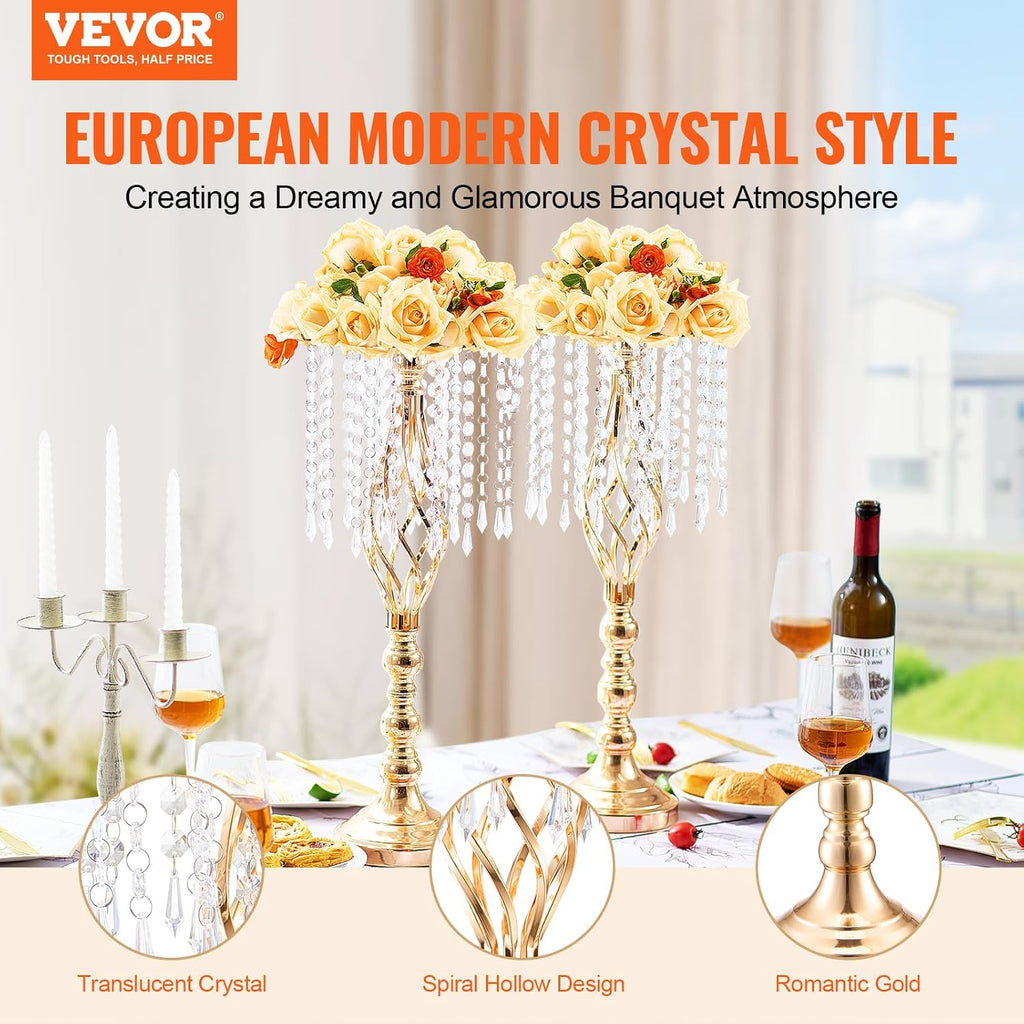 VEVOR Metal Wedding Centerpiece Gold,Crystal,2PCS 55cm/21.65'
