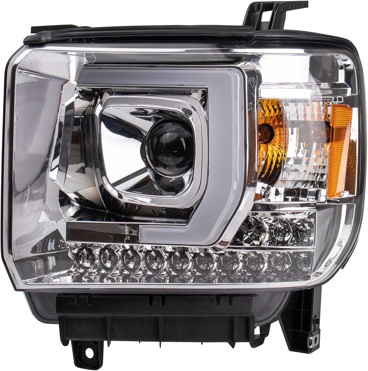 TRQ Performance Driver and Passenger Side Headlight Assembly 2 Piece Set Chrome Housing Compatible with 2014-2015 GMC Sierra 1500 2015-2019 GMC Sierra 2500HD/3500HD