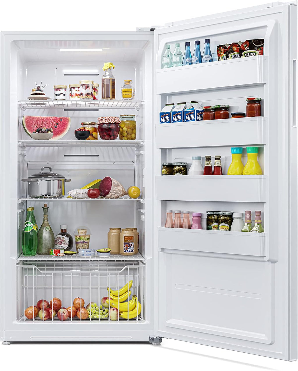 KoolMore Upright Freezer/Refrigerator Convertible, 2-in-1 Appliance, Home, Dorm, and Garage Ready Fridge/Freezer Storage for Fresh or Frozen Food and Drinks, Wire Shelves and Drawer [White] (RUF-17C)