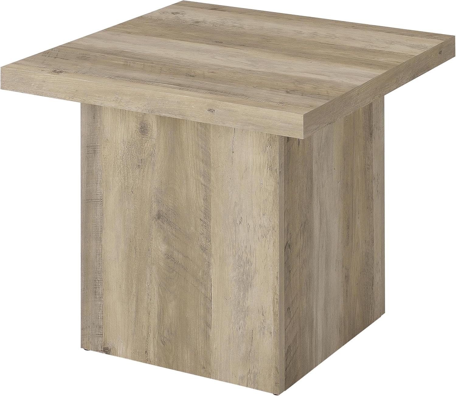 Coaster Home Furnishings - Devar - Wood - Square End Table with Thick Top, Plinth Base, Scratch Resistance and Blocky Frame - Living Room - 23.5-Inch - Distressed Pine - 710877