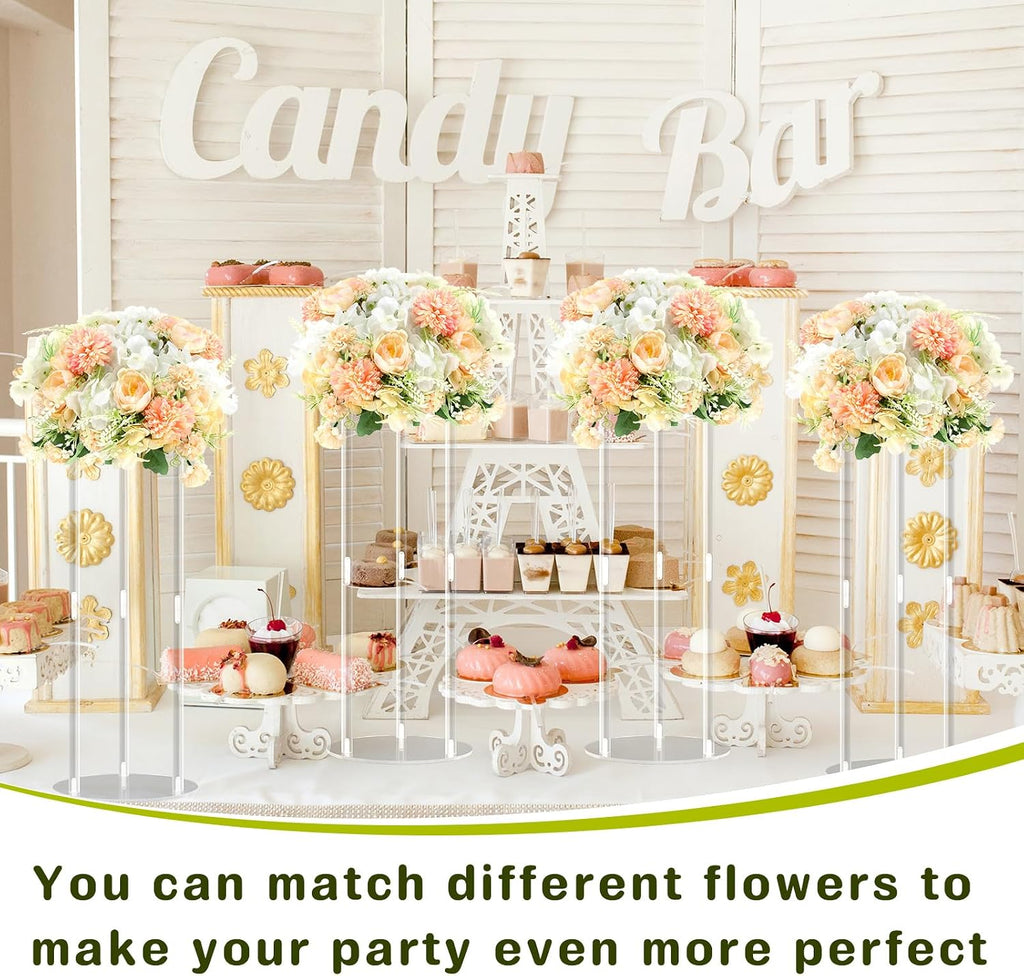 Teenyyou 10 Pcs 20 Inch Tall Acrylic Vase Wedding Centerpieces Clear Flower Stand Acrylic Centerpiece Stand Floral Vase Elegant Display Holder for Wedding Birthday Party Table Decorations