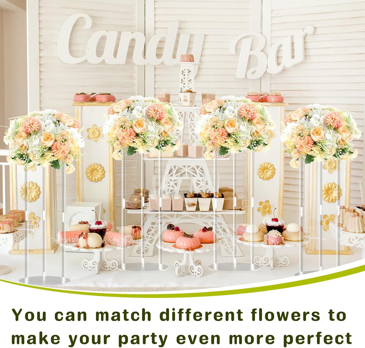 Teenyyou 10 Pcs 20 Inch Tall Acrylic Vase Wedding Centerpieces Clear Flower Stand Acrylic Centerpiece Stand Floral Vase Elegant Display Holder for Wedding Birthday Party Table Decorations