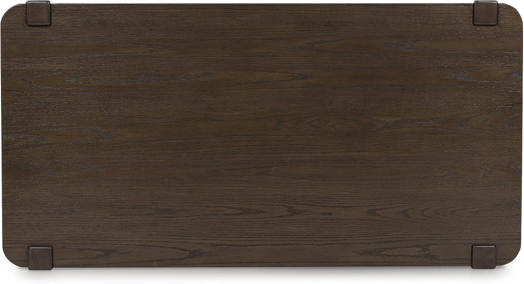 Signature Design by Ashley Breckington Contemporary Coffee Table with Lower Shelf and Casters, Dark Brown