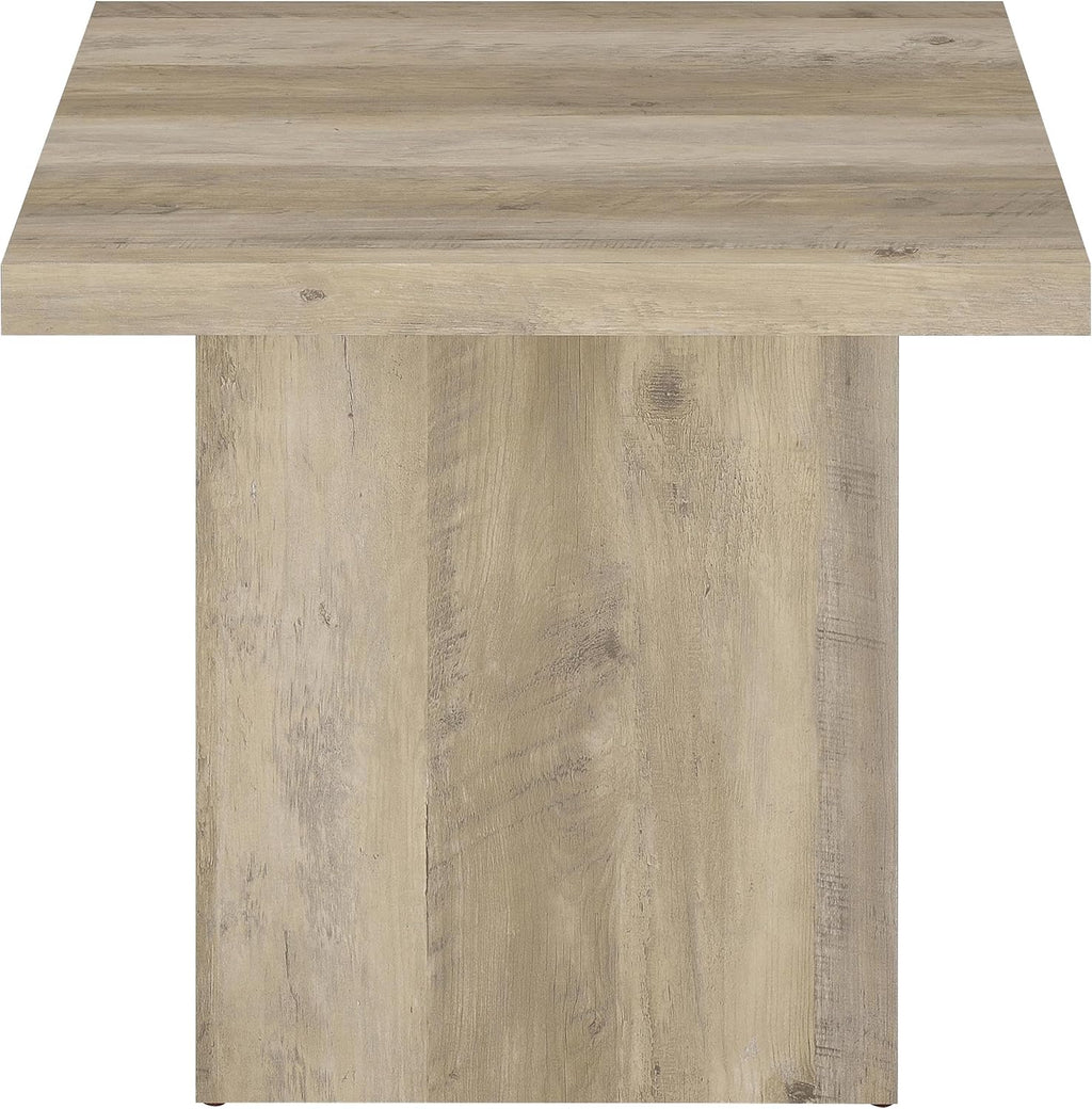 Coaster Home Furnishings - Devar - Wood - Square End Table with Thick Top, Plinth Base, Scratch Resistance and Blocky Frame - Living Room - 23.5-Inch - Distressed Pine - 710877