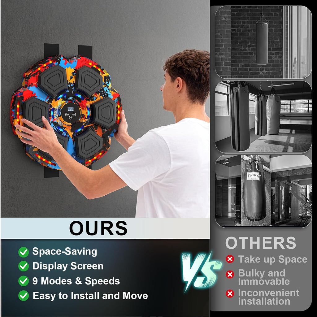 Music Boxing Machine, Smart Music Punching Machine for Adults Kids, Bluetooth Music Sync, Wall-Mounted Workout/Training Equipment with Boxing Gloves, Suitable for Home Gym Office Indoor Exercise