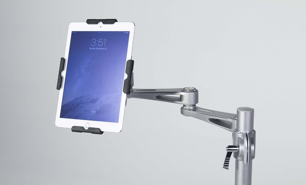 Medmount Mobile Secure Rolling Tablet Floor Stand for iPad Silver