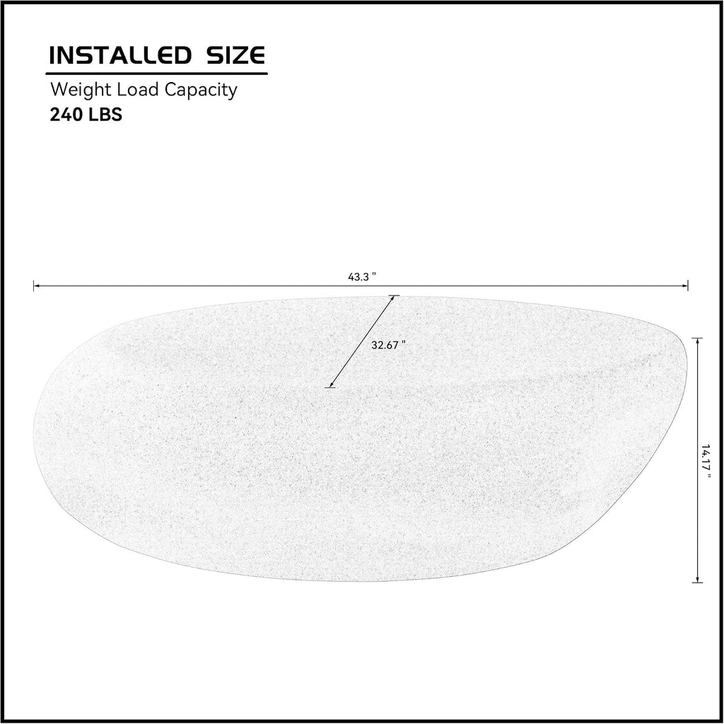 43.3' Oval Coffee Table for Living Room, Modern Faux Stone Center Table, Minimalist Accent Fiberglass Tea Table for Office Apartment, No Need Assembly, Cream White
