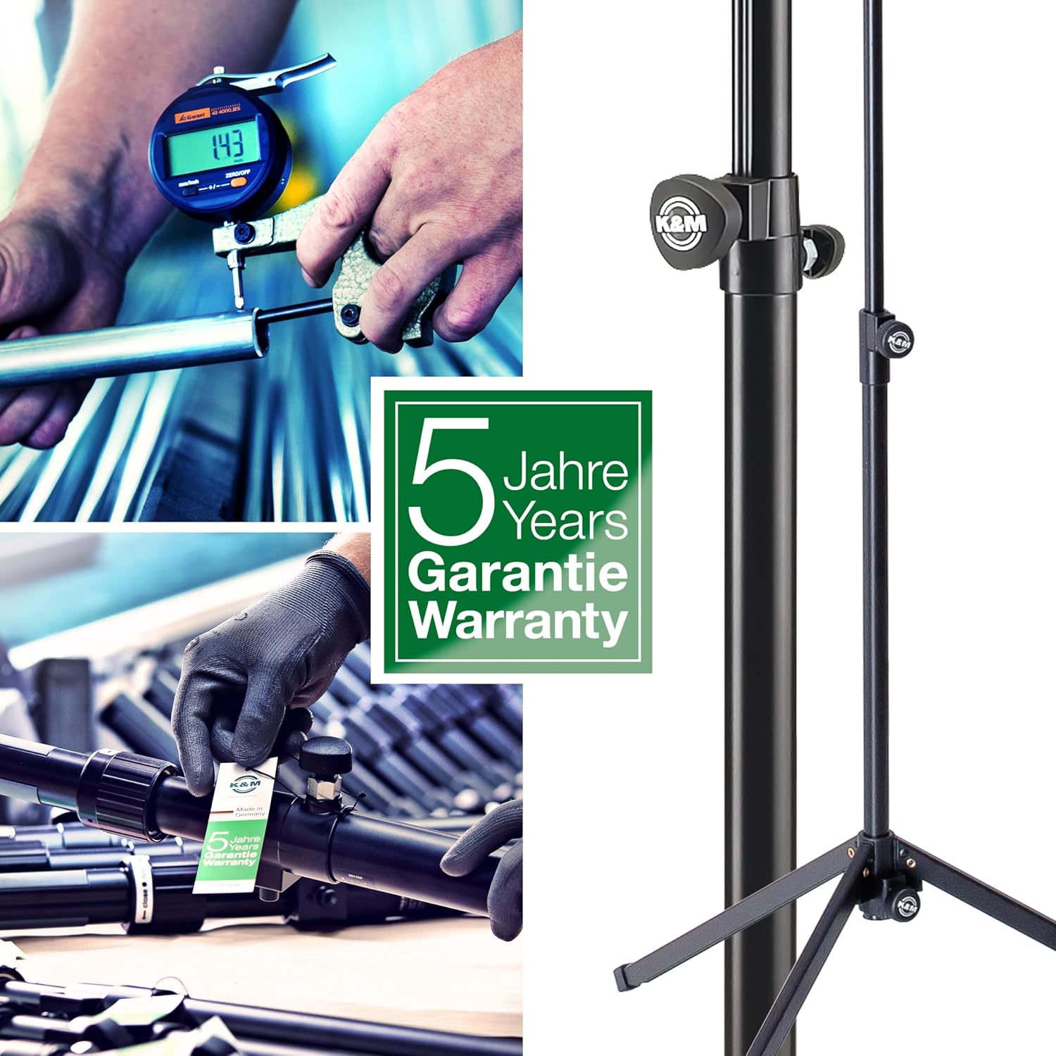 K&M König & Meyer Baritone Saxophone Stand 14410.000.55 Extra Sturdy Tripod Base | Height Adjust | Compact Folding Stand For Baritone Sax With Low Bb | Flexible Lower Arm | Made in Germany | Black