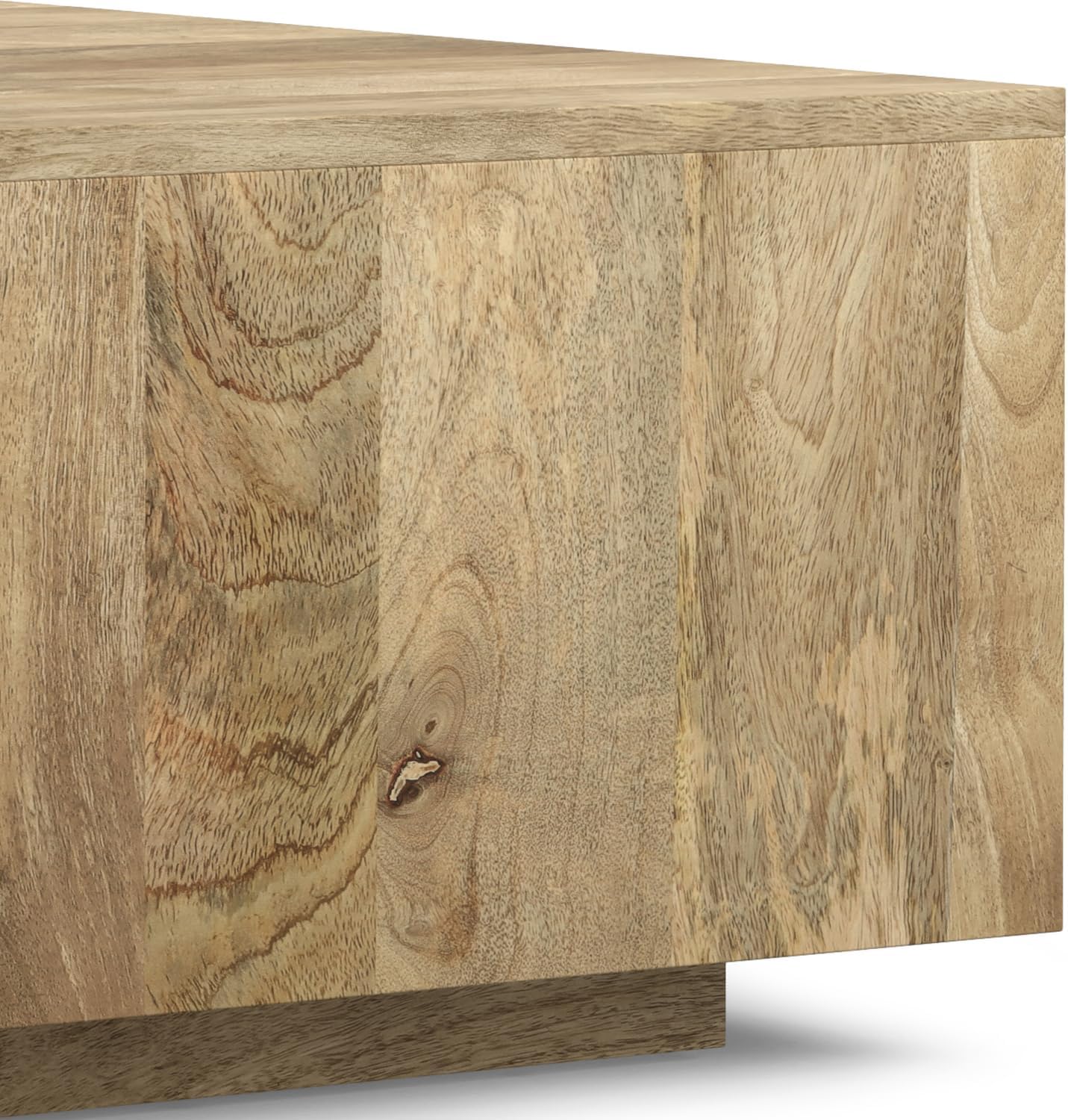 SIMPLIHOME Lockhart Square Coffee Table - 30 inch Wide Solid Mango Wood Living Room Table in Natural, Modern Cocktail Table for Family Room with Large Surface and Low Profile, Assembled