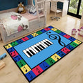 Children's Music Area Rugs,6x8ft,Black and White Piano Keys Musical Instrument Rug,Colorful Musical Notes Music Classroom Learning Carpet,Suitable Girls and Boys Bedrooms,Game Room Decorative Rugs