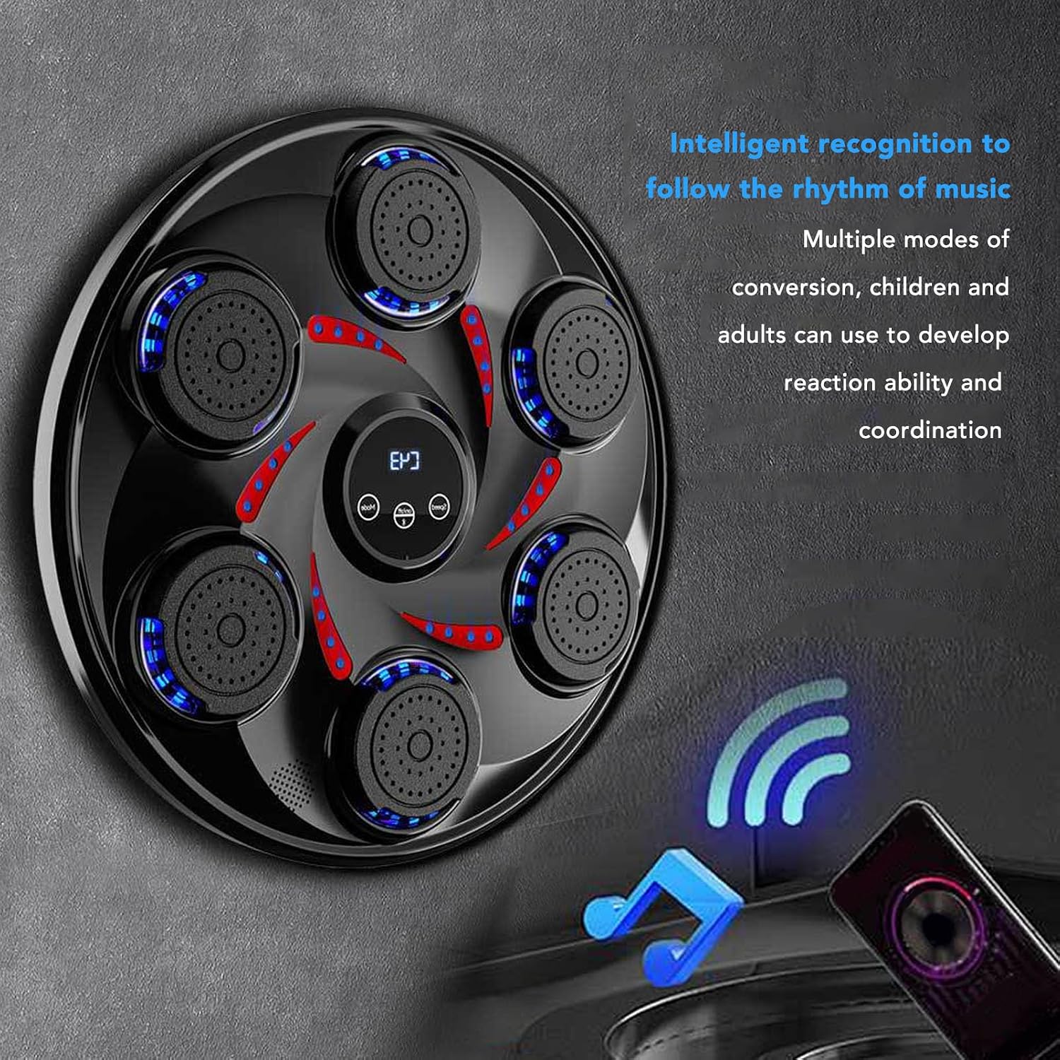 Yunseity Smart Music Boxing Machine, Wall Mounted Rechargeable Electronic Boxing Target with Gloves, for Home Gym