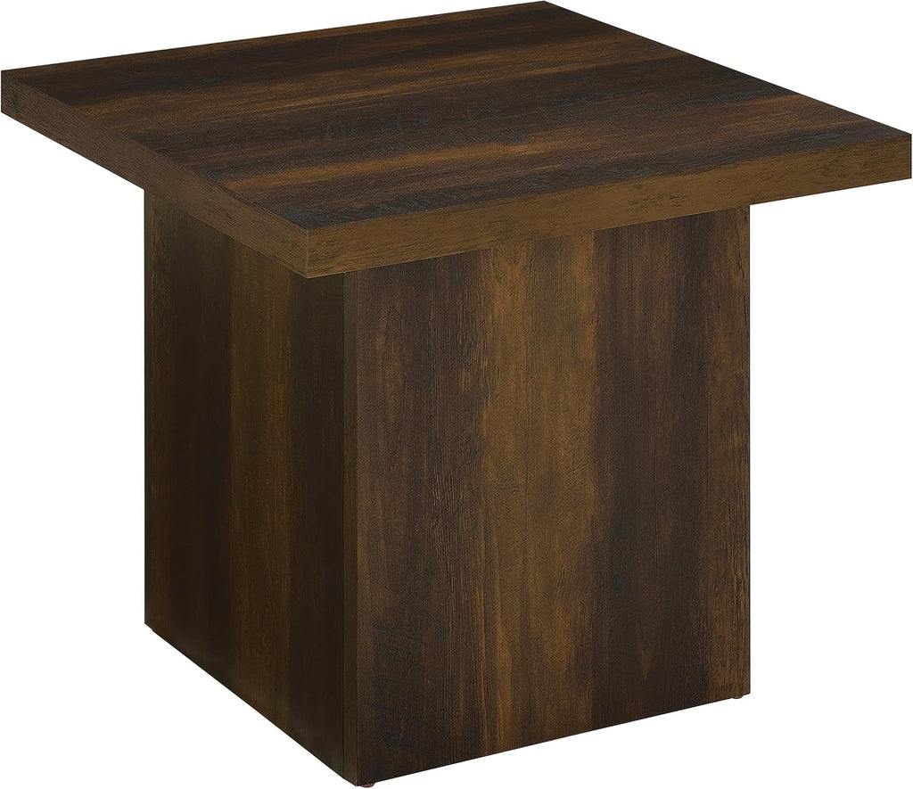 Coaster Home Furnishings - Devar - Wood - Square End Table with Thick Top, Plinth Base, Scratch Resistance and Blocky Frame - Living Room - 23.5-Inch - Dark Pine - 710887