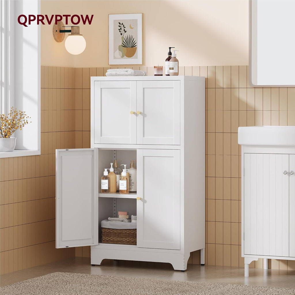 43' H Small Cabinet,White Bathroom Storage Cabinet,Metal Bathroom Floor Cabinets Freestanding