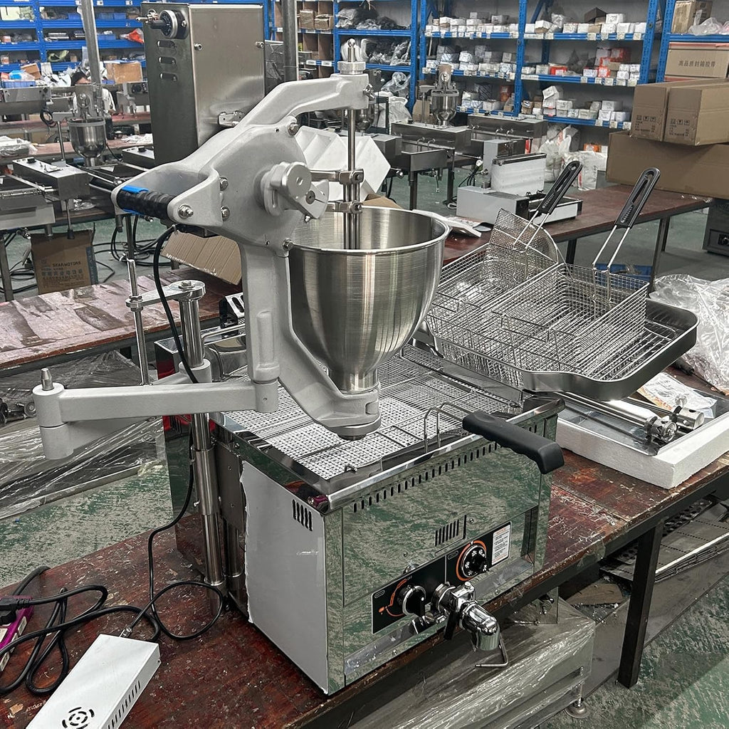 Kolice Commercial Natural Gas Heating Donuts Frying Machine Donuts Maker Doughnut Frying Making Machine with 3 Different Molds, Chicken Legs/Popcorn Chicken Fryer