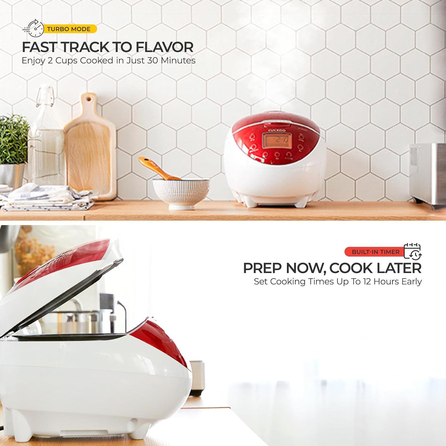 CUCKOO Micom Rice Cooker 6 Cup Uncooked / 12 Cup Cooked, Fuzzy Logic Rice Maker with Delay Timer & Keep Warm Setting, Versatile Food Steamer for Cooking, Non-Stick Inner Pot, Red (CR-0655F)