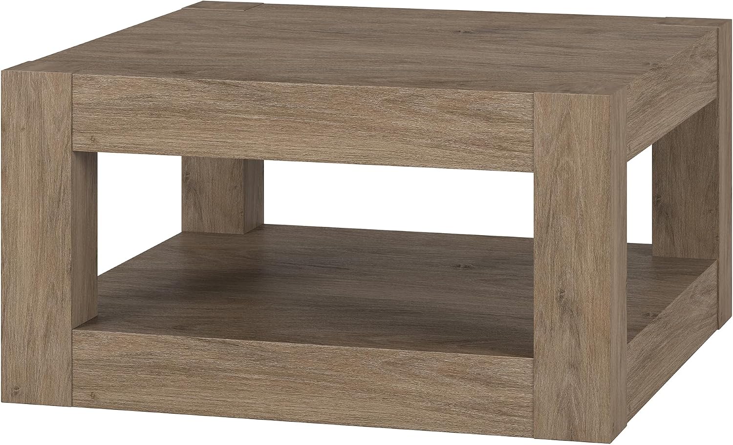 Henn&Hart 32' Wide Square Coffee Table in Weathered Gray, for Home, Living Room, Bedroom, Entertainment Room, Office