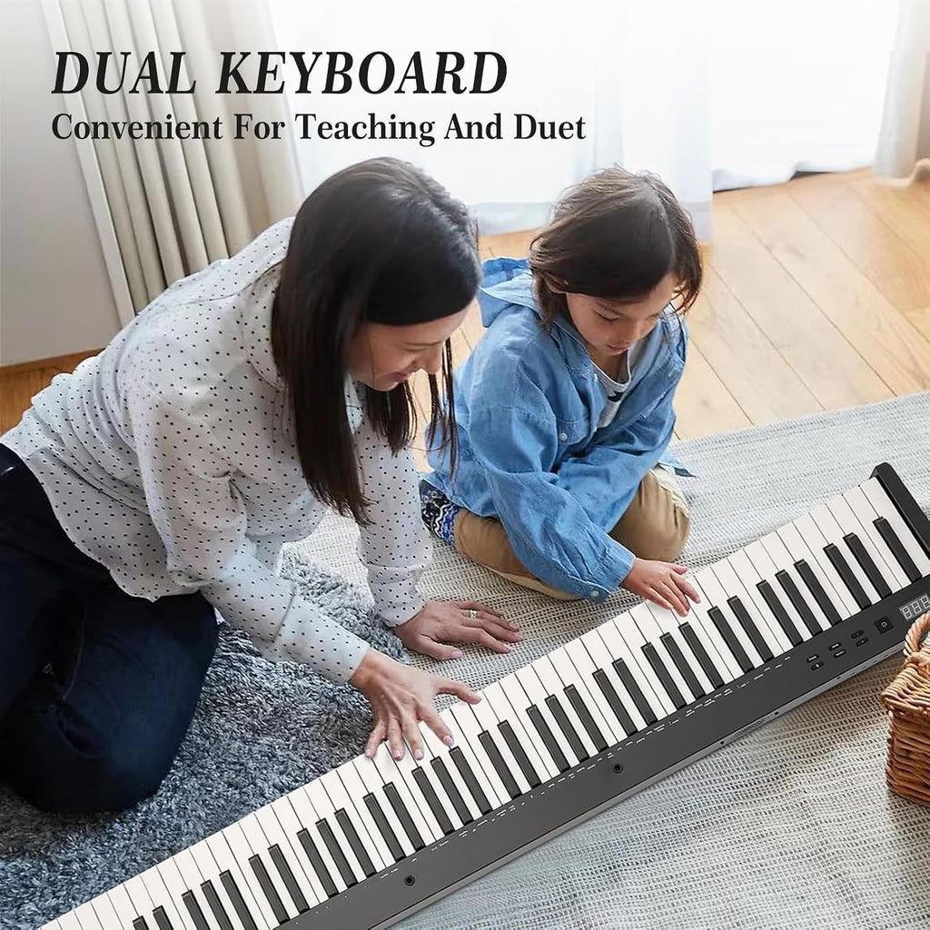 Garvee 88 Key Full-Size Semi-Weighted Electronic Keyboard Piano, Portable Design with Headphones, Sustain Pedal, Power Adapter & Travel Case - Perfect for Beginners and Adult Players