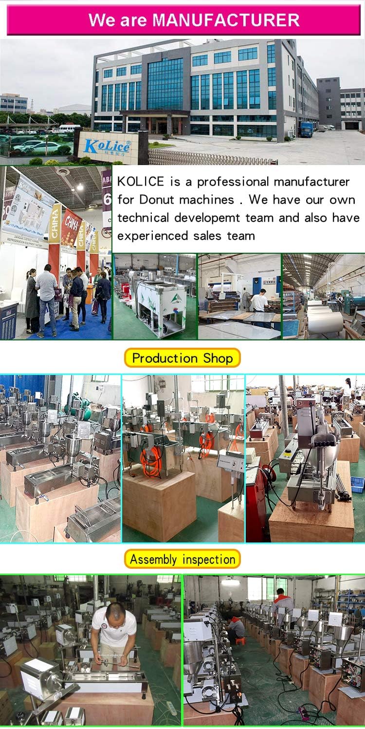 Kolice Commercial Mini Donuts Making Machine Frying Donuts Makchine - 4-Rows Production, 5.5L Hoppers, 1,800 Pcs Per Hour, Auto Counting, Timer and Temperature Control
