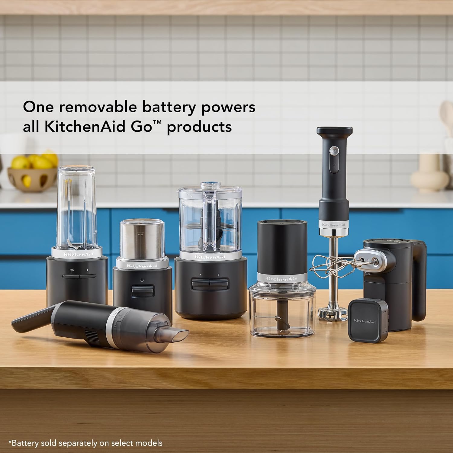 KitchenAid Go Cordless Hand Blender with Accessories - battery sold separately, KHBRV05, Black Matte